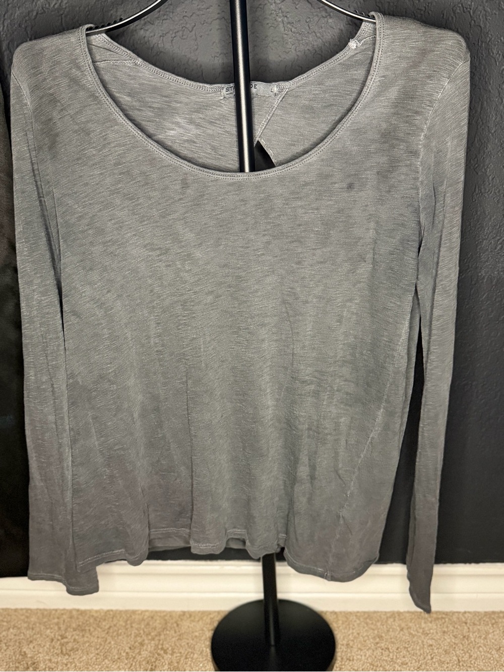 Stateside Light Gray Long-Sleeve Scoop Neck Tee